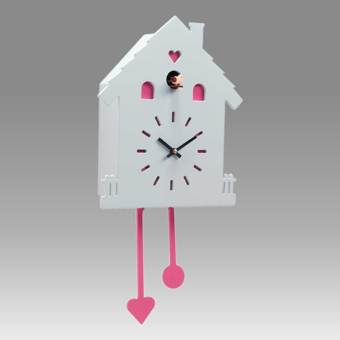 Modern cuckoo clock Art.heidi 2598 lacquered with acrilic color grey and fuchsia